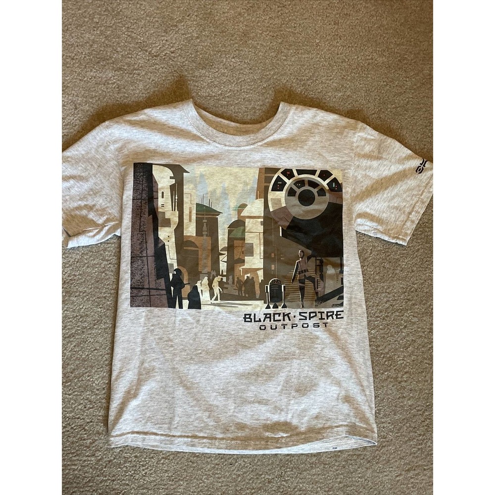 Disney Parks Star Wars Black Spire Outpost Gray T-Shirt Size Youth Large